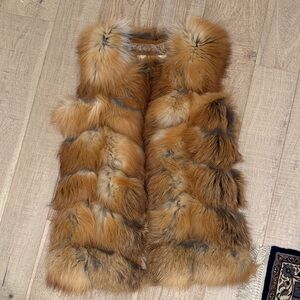 Real fox Fur Vest in Brown and Tan